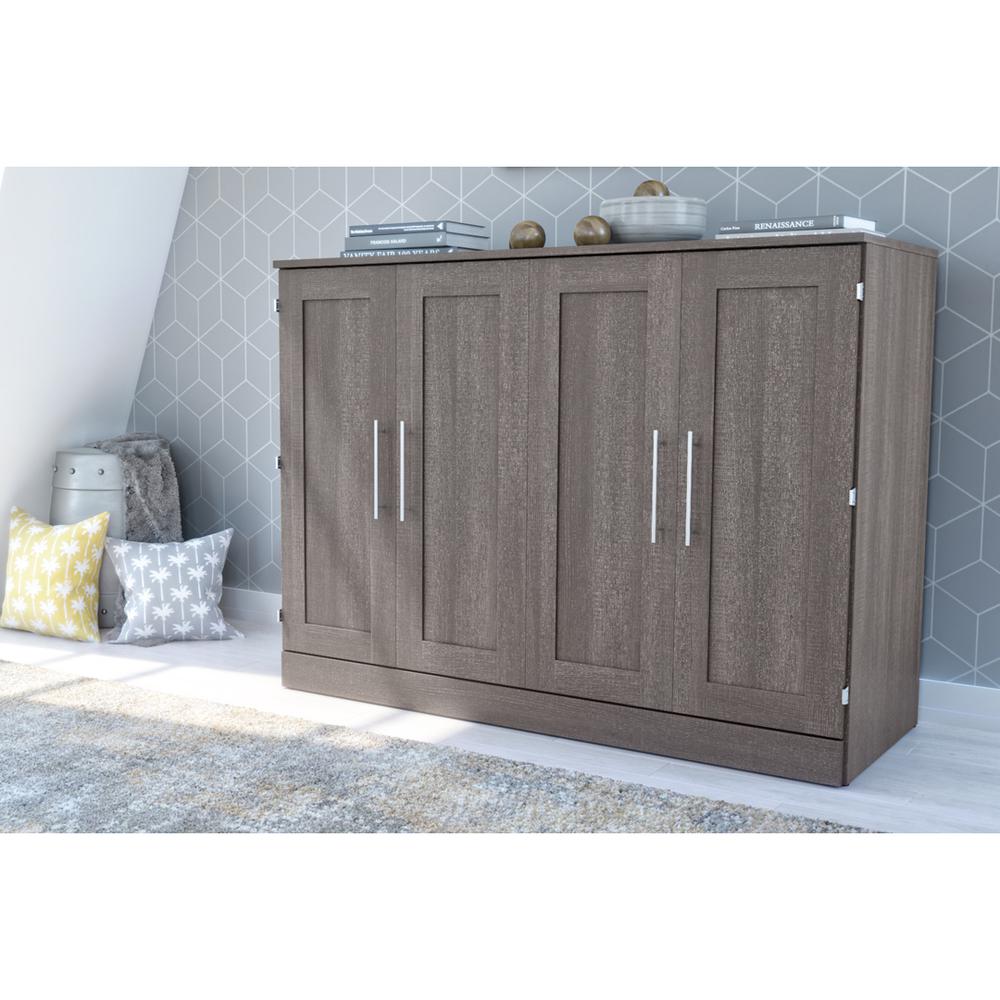 Full Cabinet Bed with Mattress in Bark Gray. Picture 2