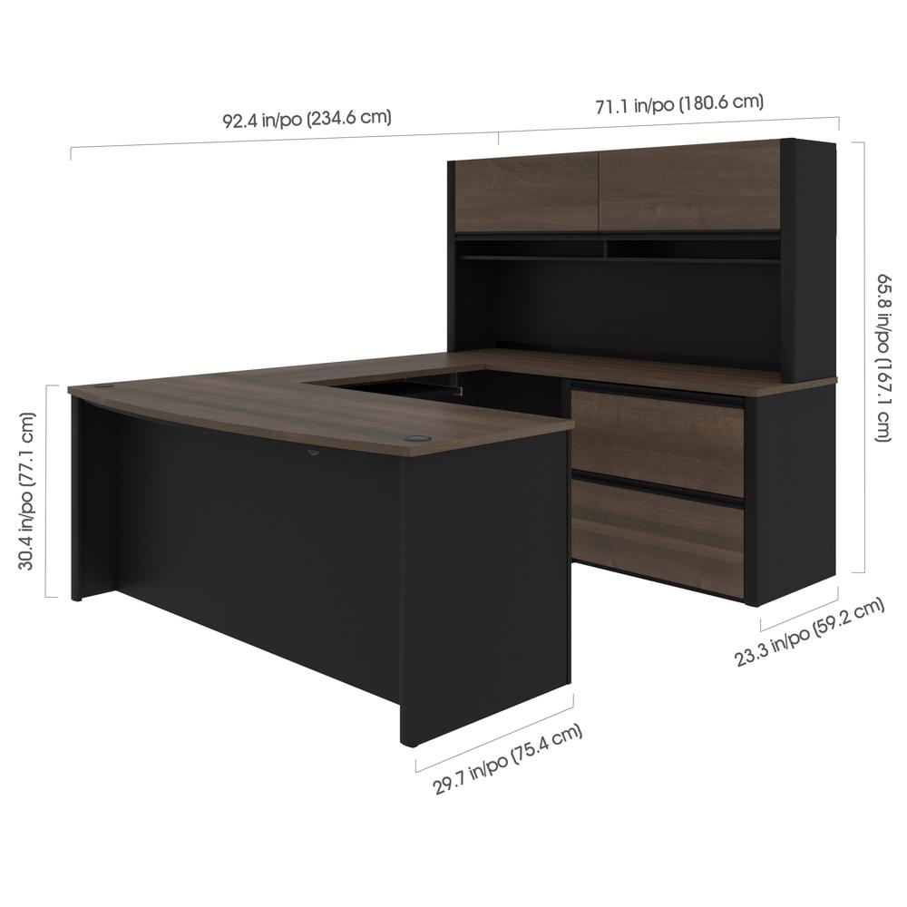 72W U-Shaped Executive Desk with Lateral File Cabinet and Hutch. Picture 9