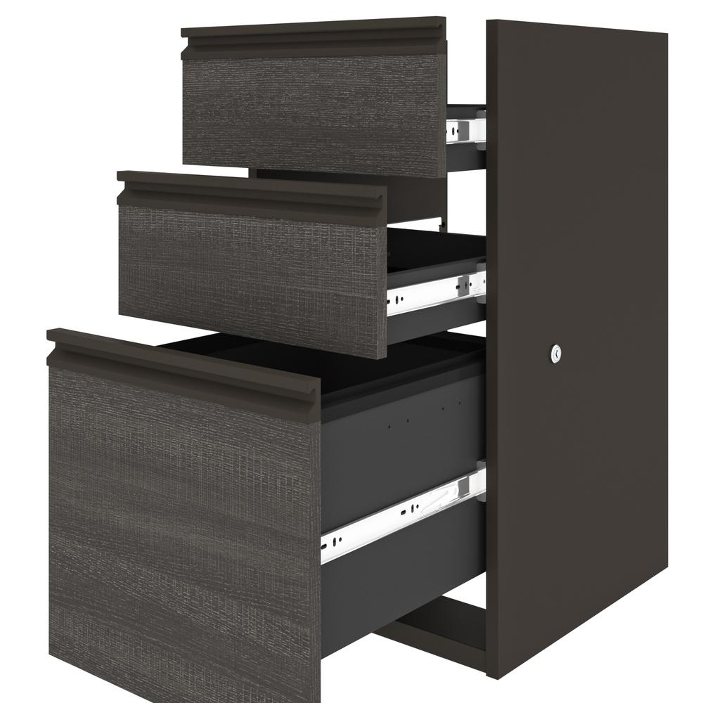 72W L-Shaped Standing Desk with Pedestal and Hutch. Picture 4