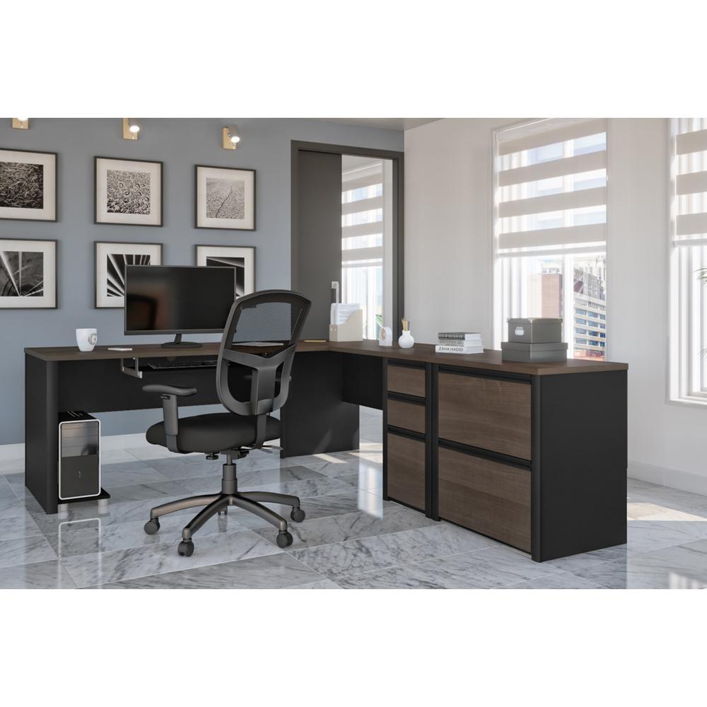 72W L-Shaped Desk with Lateral File Cabinet. Picture 3