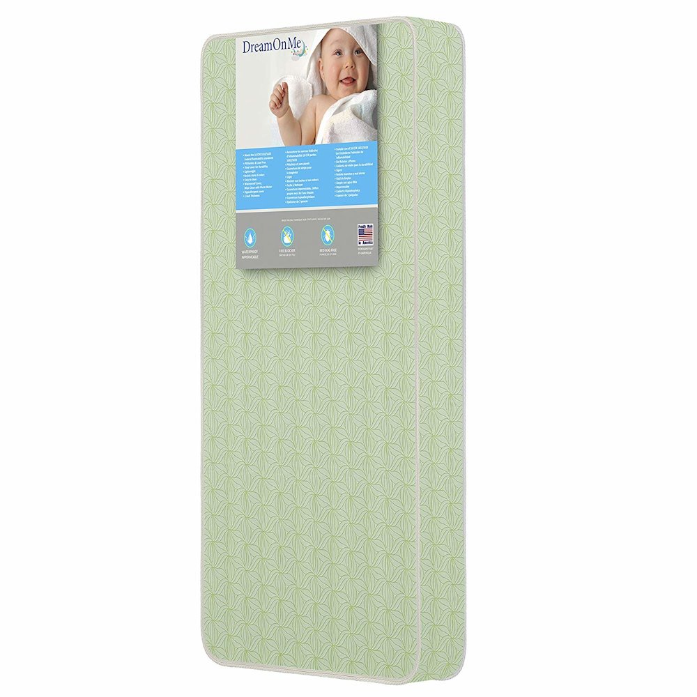 Dream On Me Bedtime 2-Sided Crib and Toddler 150 Coil Mattress. Picture 1