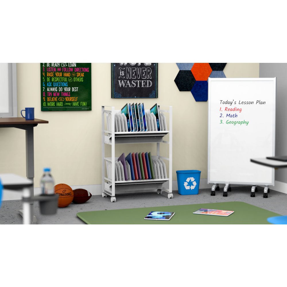 32-Tablet / Chromebook Open Charging Cart - White. Picture 6