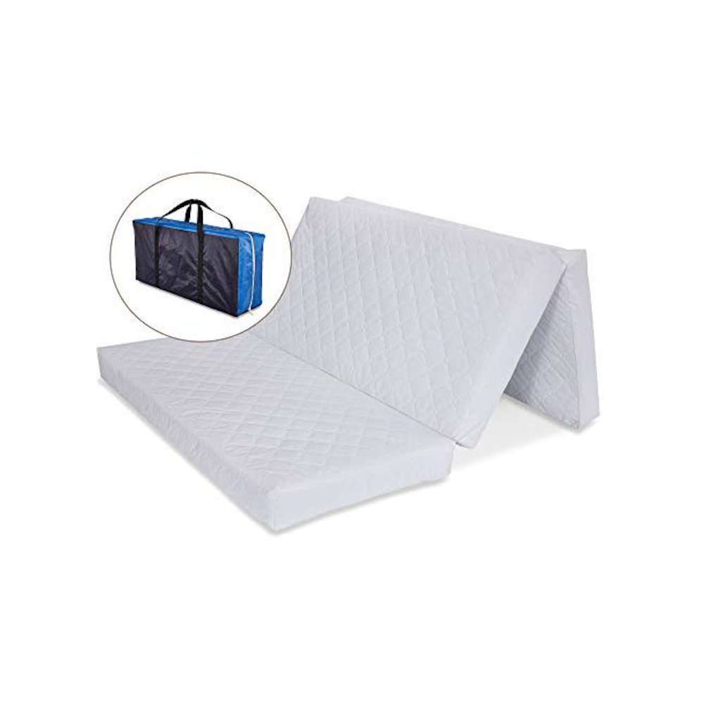 Multi-Use Waterproof Folding Portable Crib Mattress/Play Mat with Travel Carry Case, 1.5". Picture 1