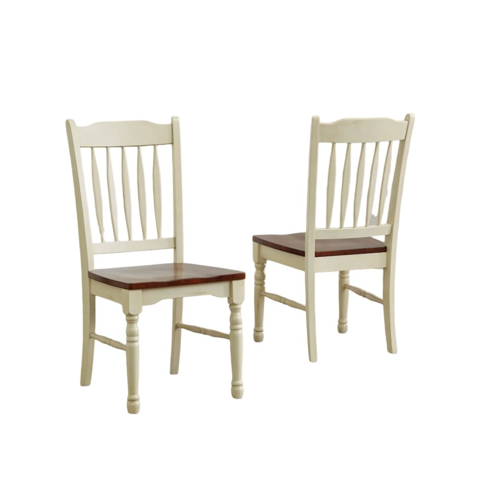 Merlot-Buttermilk Slatback Dining Chair Set with Solid Rubberwood Construction. Picture 1
