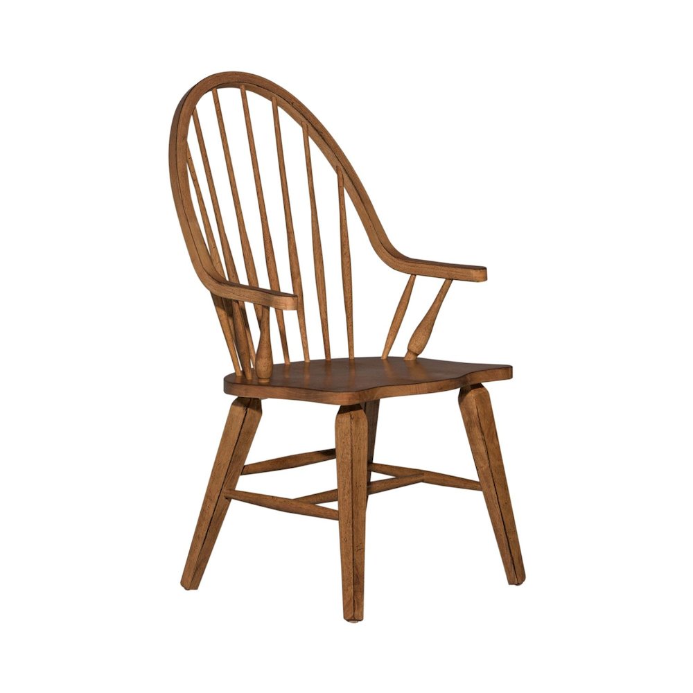 Hearthstone Ridge Windsor Back Arm Chair in Tobacco. Picture 1