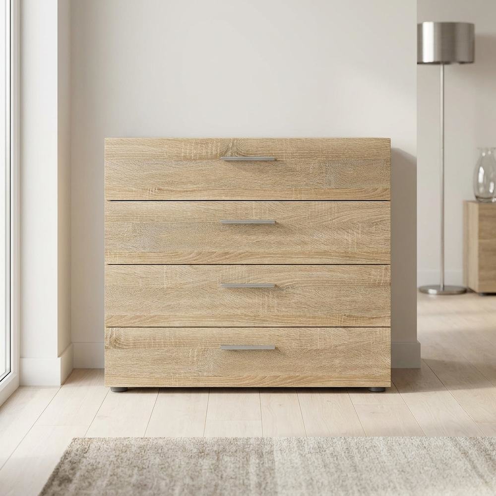 Brown wooden 4-drawer chest with metal drawer runners and timeless style. Picture 2