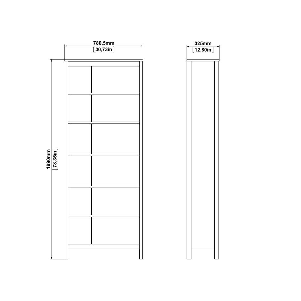 Modern White 6-Shelf Bookcase with Adjustable Shelves for Home Office. Picture 8