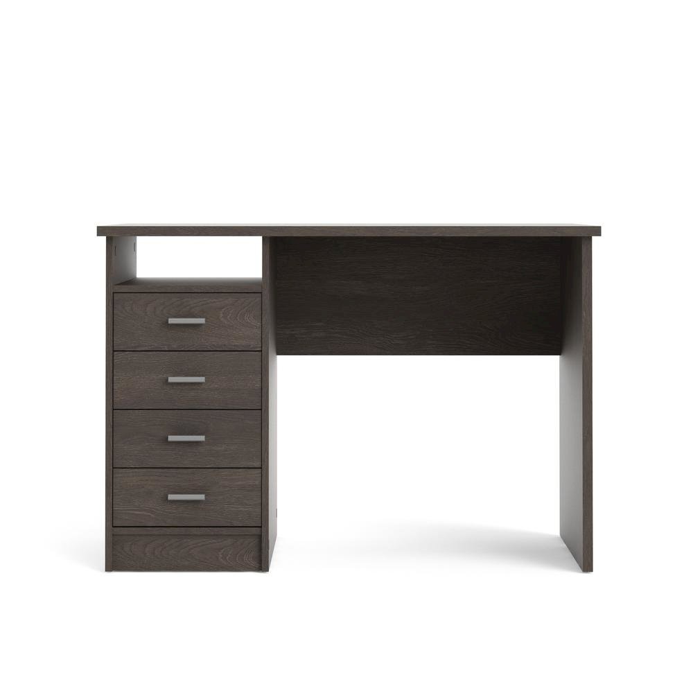 Brown 4-Drawer Computer Desk with Storage for Home Office or Workspace. Picture 4