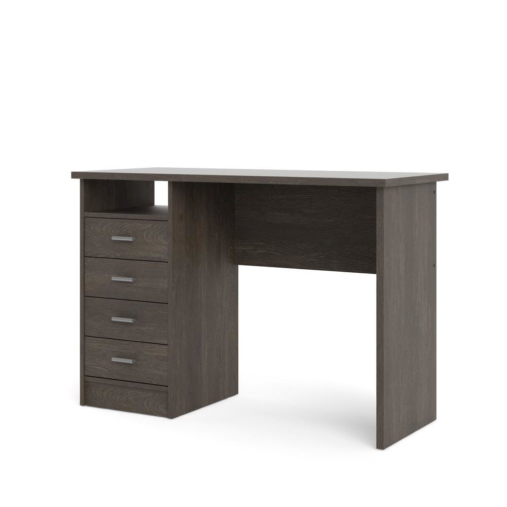 Brown 4-Drawer Computer Desk with Storage for Home Office or Workspace. Picture 1