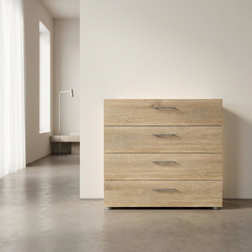 Brown wooden 4-drawer chest with metal drawer runners and timeless style. Picture 3