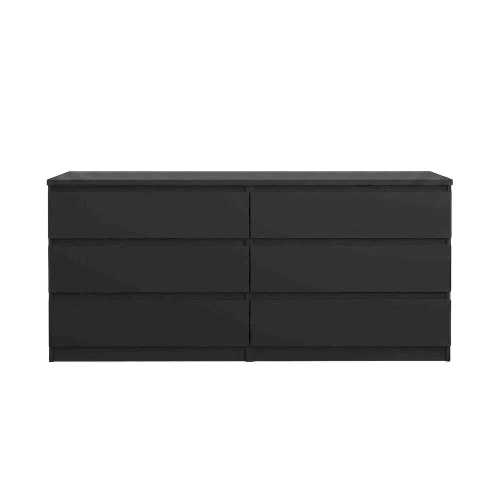Black 6-Drawer Double Dresser with Timeless Style and Metal Runners. Picture 6