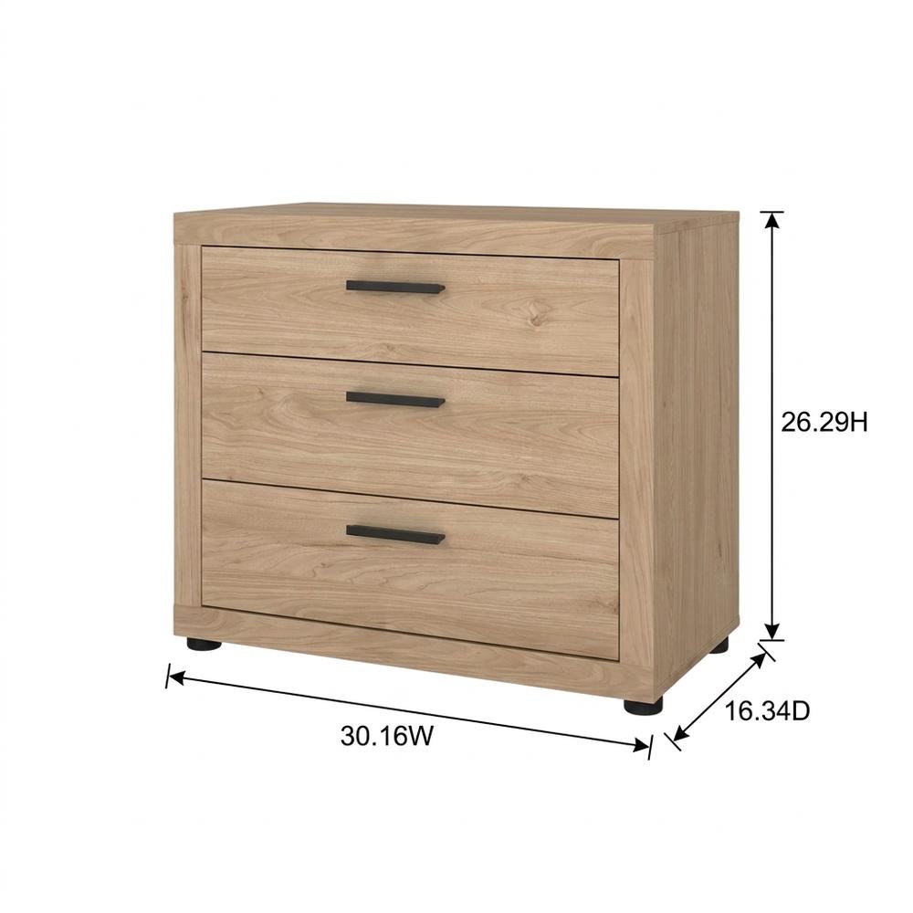 Brown Bedroom Drawer Chest with 3 Drawers and Timeless Design. Picture 7