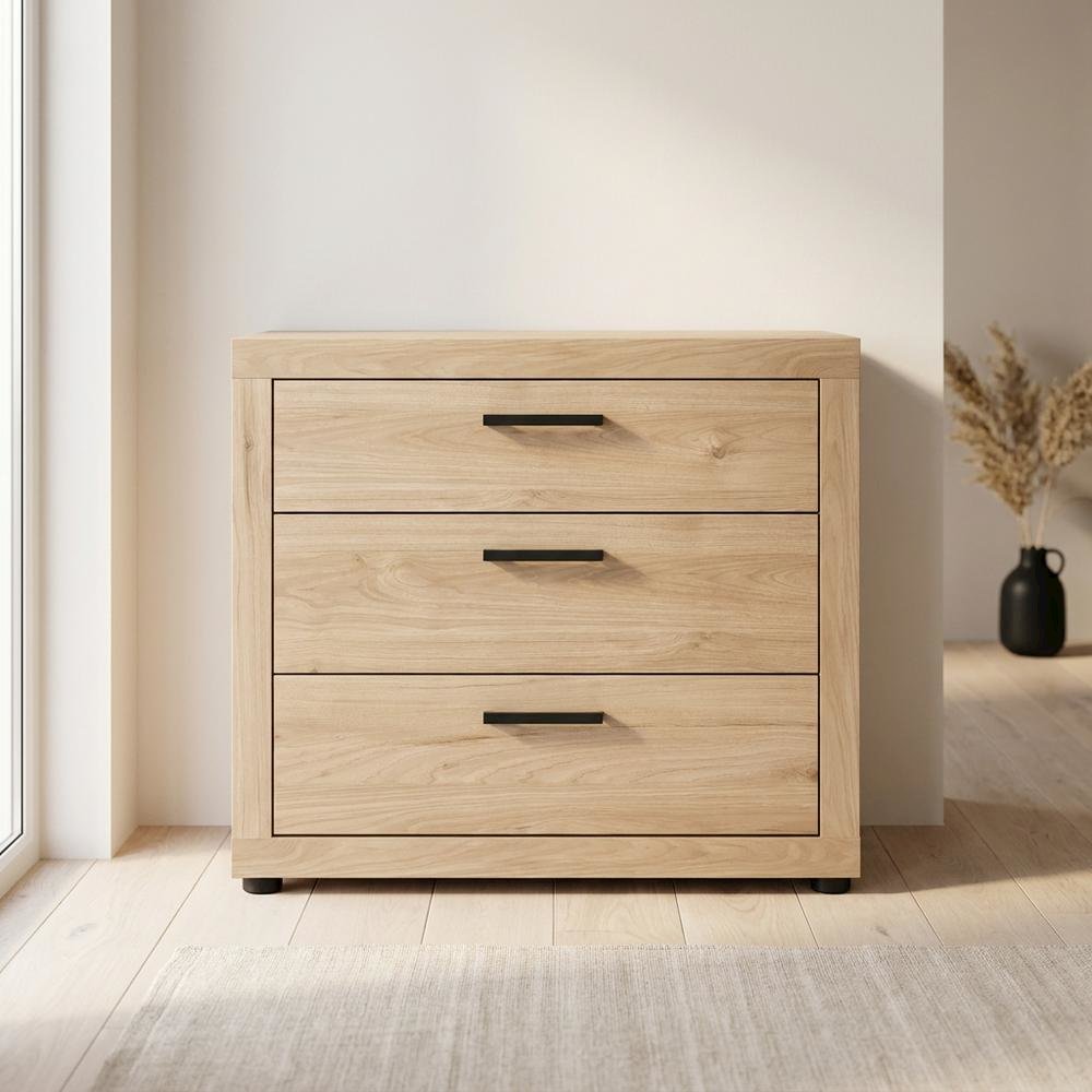 Brown Bedroom Drawer Chest with 3 Drawers and Timeless Design. Picture 2