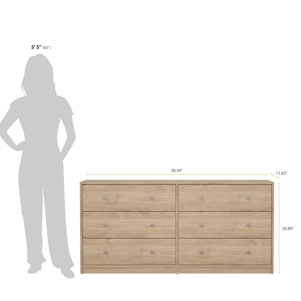 Portland 6 Drawer Double Dresser, Jackson Hickory. Picture 15