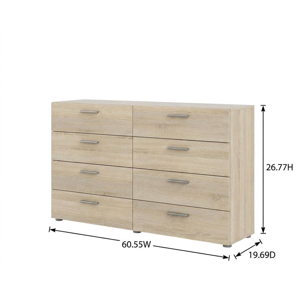 Oak-colored bedroom dresser with 8 drawers and timeless design. Picture 7