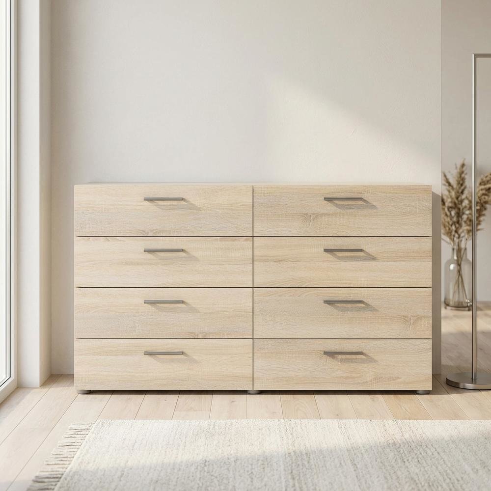 Oak-colored bedroom dresser with 8 drawers and timeless design. Picture 2