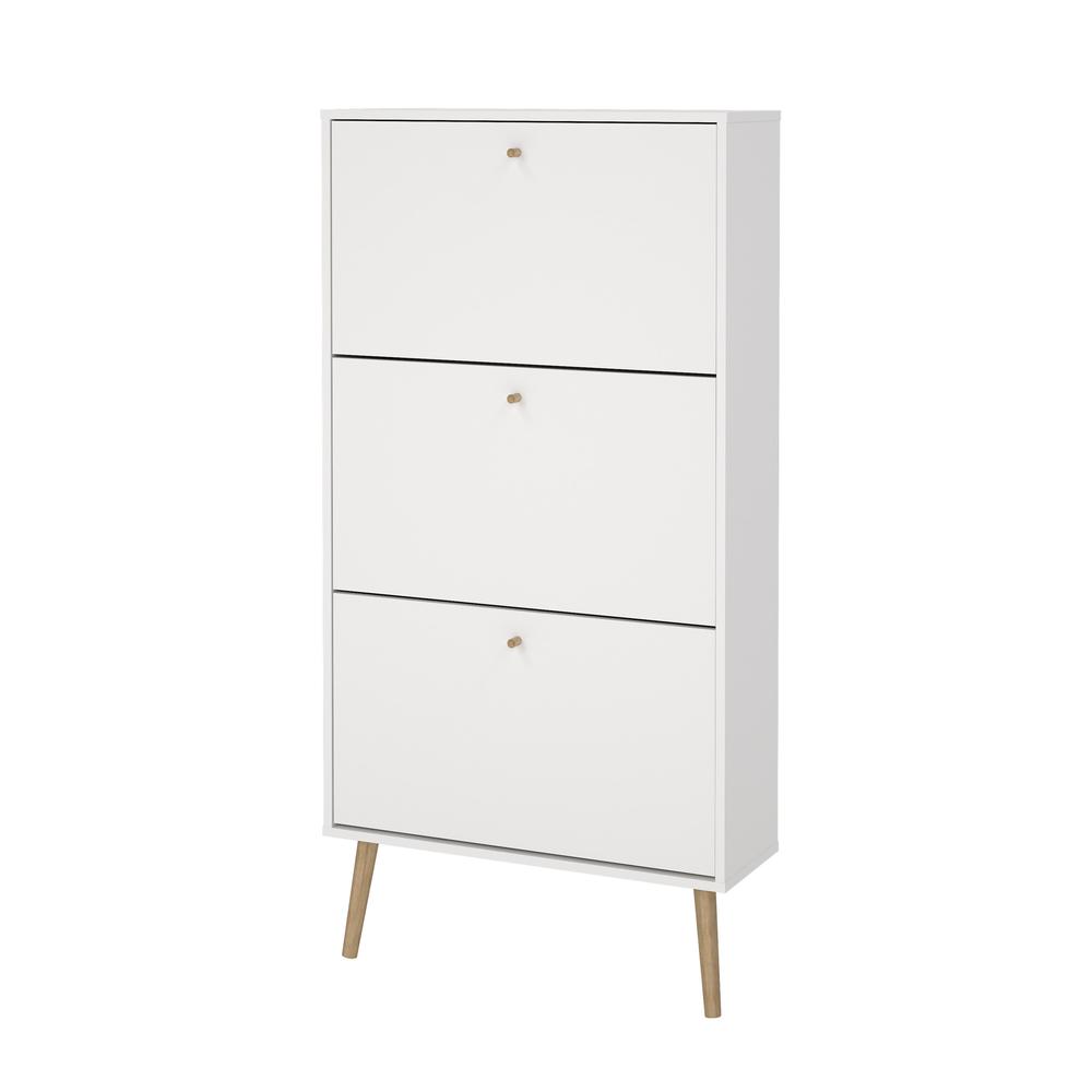 Bodo 3 Drawer Shoe Storage Cabinet,  White. Picture 1