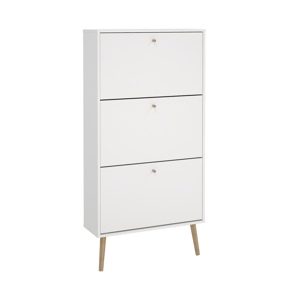 Bodo 3 Drawer Shoe Storage Cabinet,  White. Picture 2