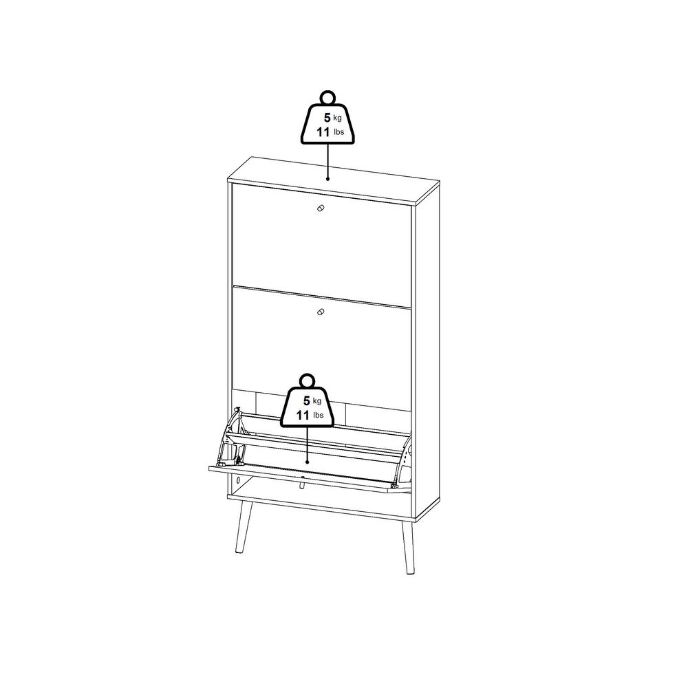 Bodo 3 Drawer Shoe Storage Cabinet,  White. Picture 3