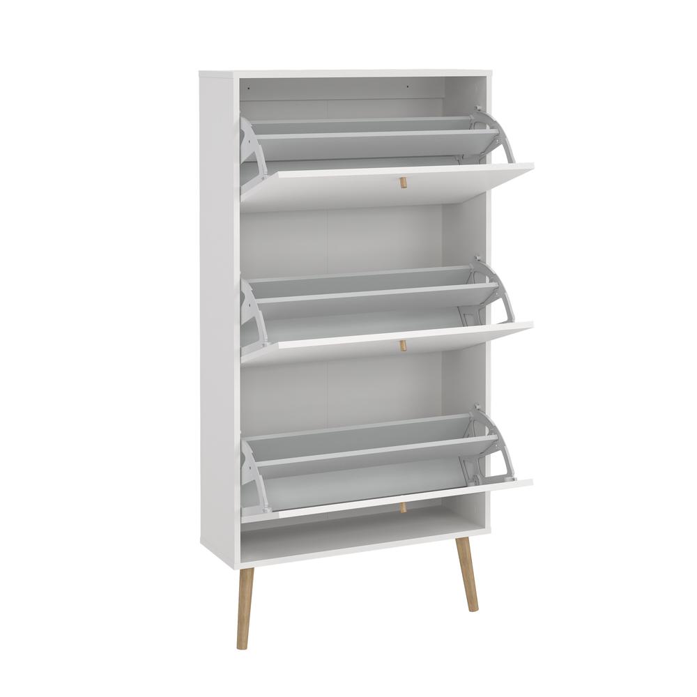 Bodo 3 Drawer Shoe Storage Cabinet,  White. Picture 6