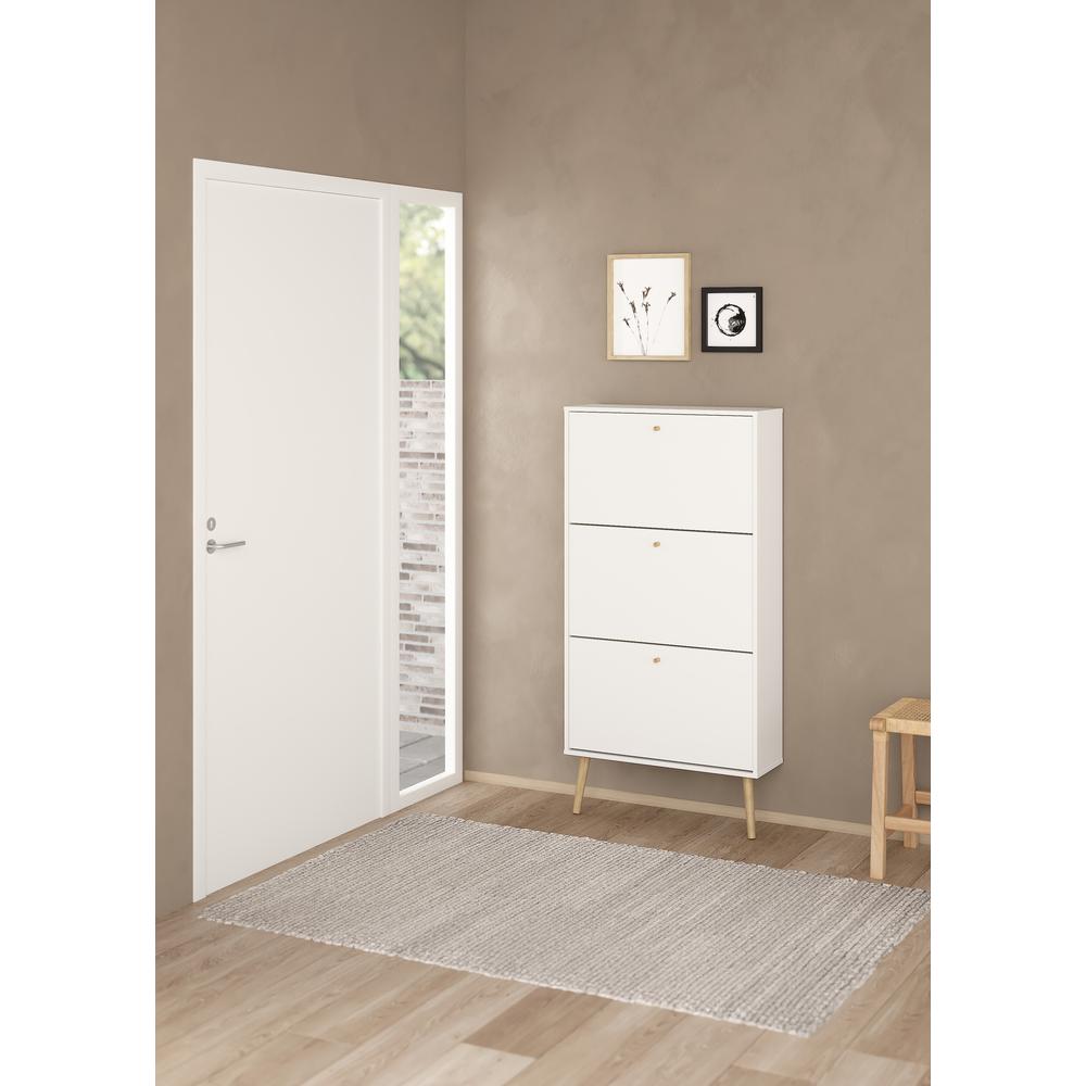 Bodo 3 Drawer Shoe Storage Cabinet,  White. Picture 13
