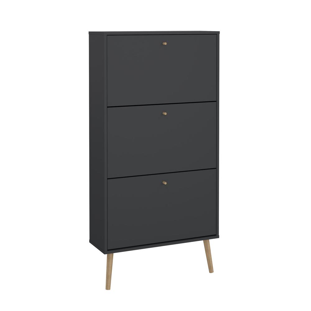 Bodo 3 Drawer Shoe Storage Cabinet, Matte Grey. Picture 3