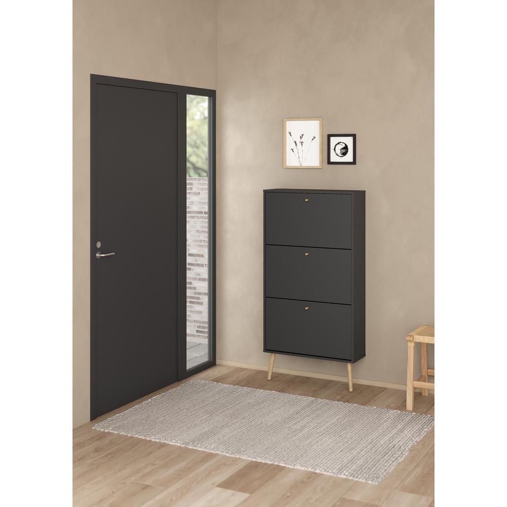 Bodo 3 Drawer Shoe Storage Cabinet, Matte Grey. Picture 11