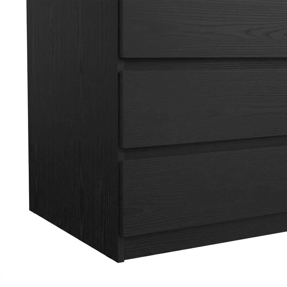 Black Woodgrain Bedroom Chest with 3 Drawers and Metal Ball Bearing Runners. Picture 4