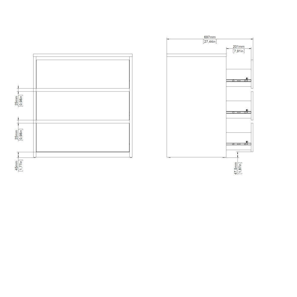 Next 31-inch Wide 3-Drawer Chest, White. Picture 11