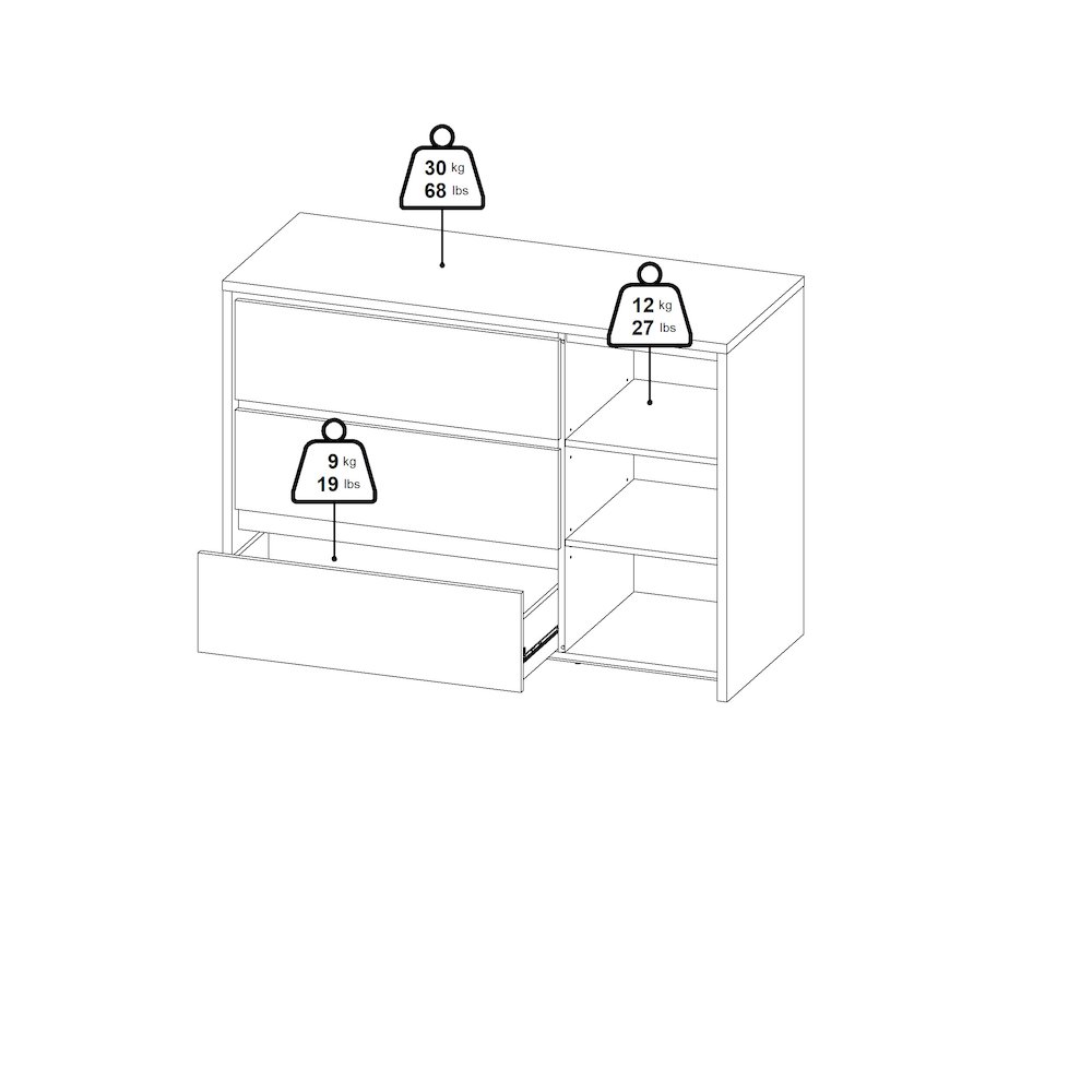 Next 46-inch Wide 3-Drawer and 1 Door Sideboard, White. Picture 2