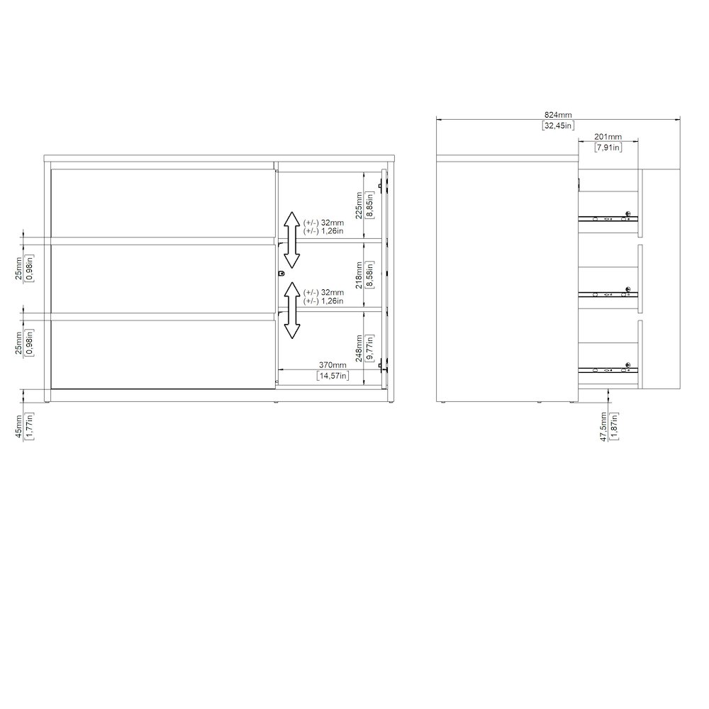 Next 46-inch Wide 3-Drawer and 1 Door Sideboard, White. Picture 11