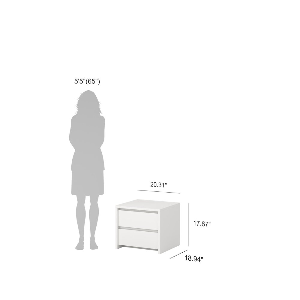 Next 17-Inch Tall 2-Drawer Nightstand End Table, White. Picture 2
