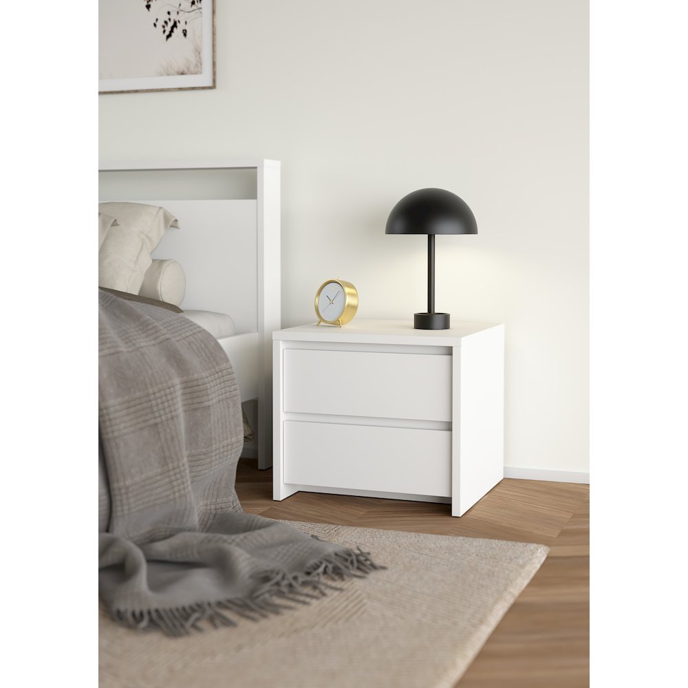 Next 17-Inch Tall 2-Drawer Nightstand End Table, White. Picture 11