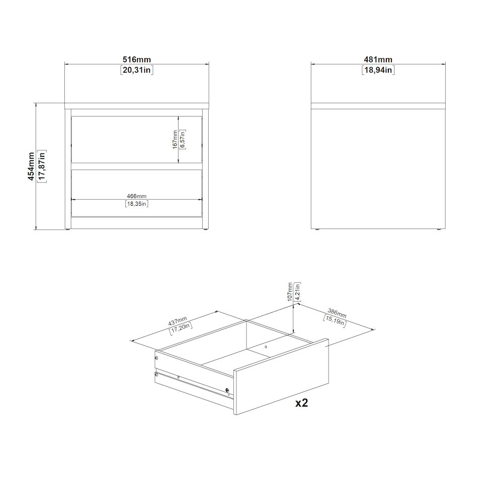Next 17-Inch Tall 2-Drawer Nightstand End Table. Picture 11