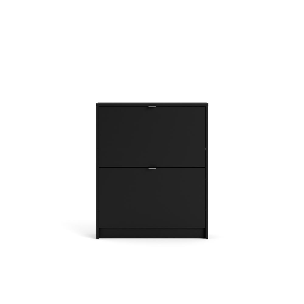 Bright 2 Drawer Shoe Cabinet, Black Matte. Picture 1