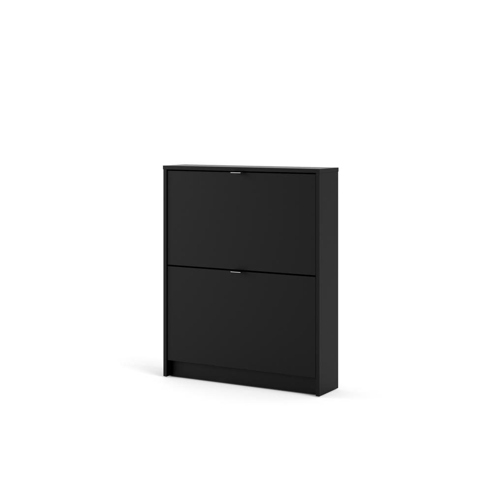 Bright 2 Drawer Shoe Cabinet, Black Matte. Picture 3