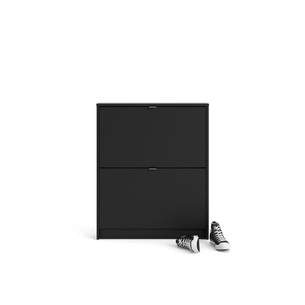 Bright 2 Drawer Shoe Cabinet, Black Matte. Picture 4