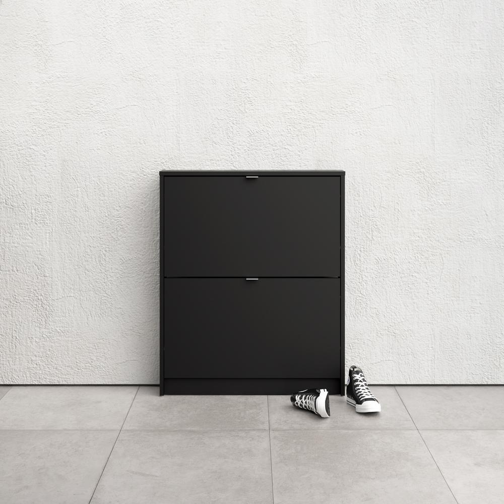 Bright 2 Drawer Shoe Cabinet, Black Matte. Picture 5