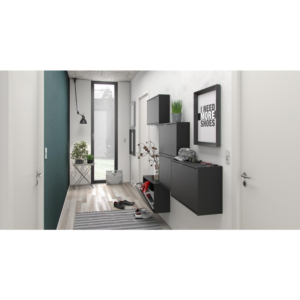 Bright 2 Drawer Shoe Cabinet, Black Matte. Picture 6