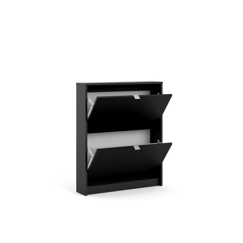Bright 2 Drawer Shoe Cabinet, Black Matte. Picture 7