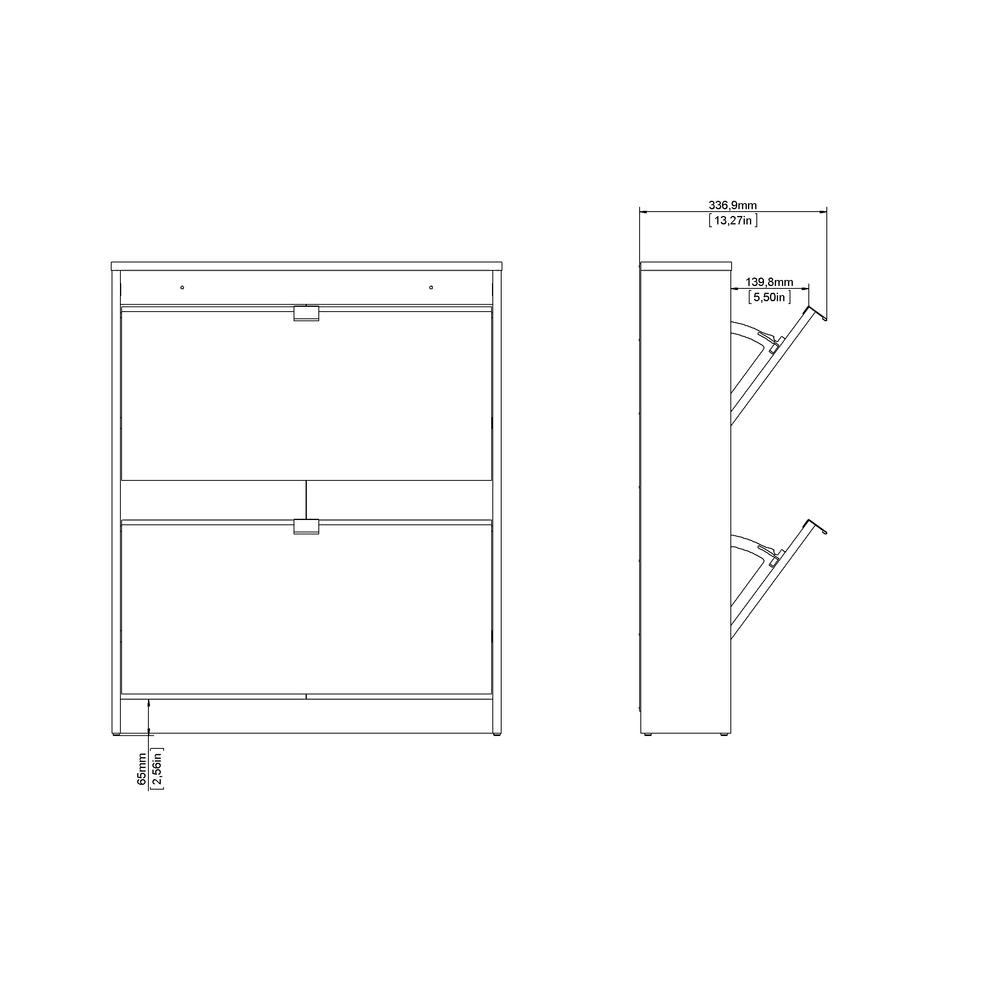 Bright 2 Drawer Shoe Cabinet, Black Matte. Picture 12