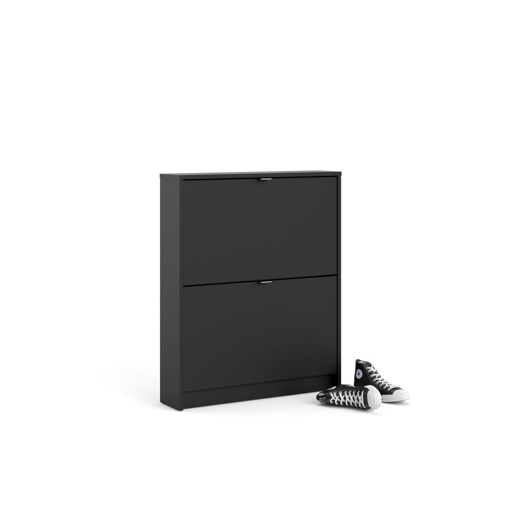 Bright 2 Drawer Shoe Cabinet, Black Matte. Picture 14