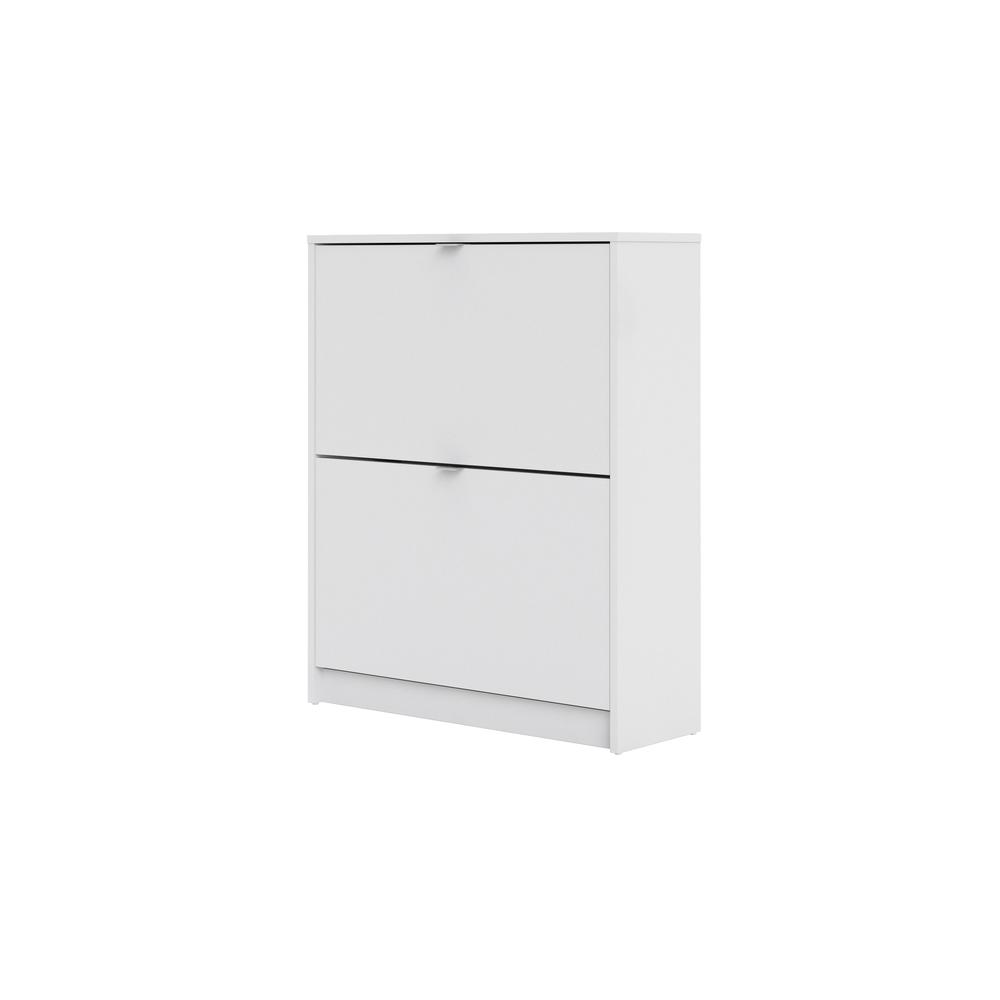 Bright 2 Drawer Shoe Cabinet, White. Picture 3