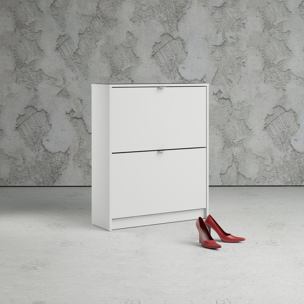 Bright 2 Drawer Shoe Cabinet, White. Picture 6