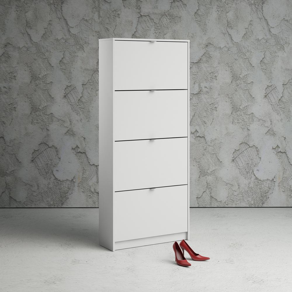 Bright 4 Drawer Shoe Cabinet, White. Picture 7