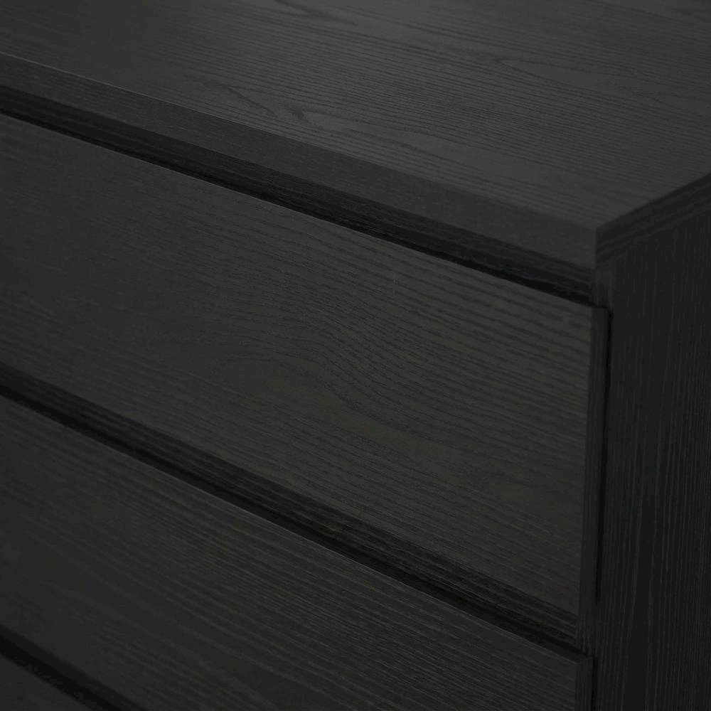 Black Woodgrain Bedroom Chest with 3 Drawers and Metal Ball Bearing Runners. Picture 5