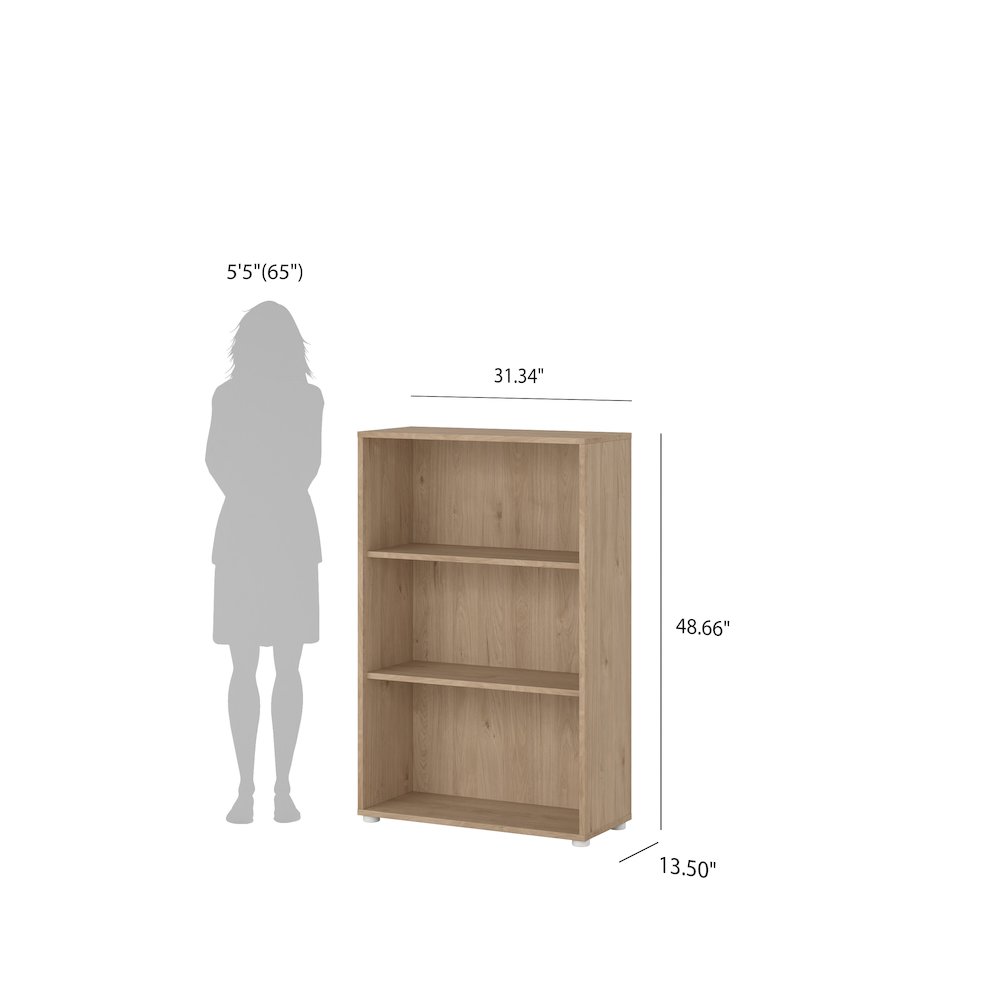 Adjustable 3 Shelf Bookcase, Open Storage Home Office Bookshelf, Jackson Hickory. Picture 9