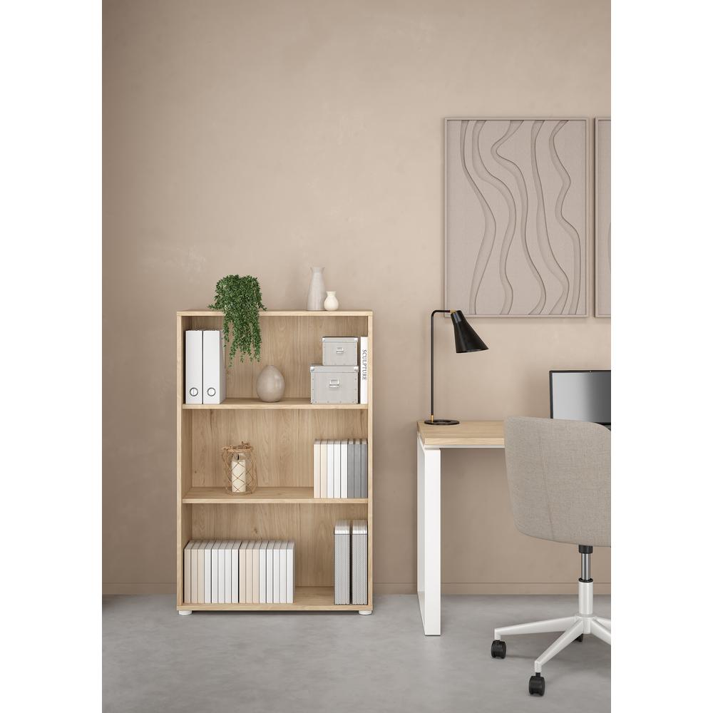 Adjustable 3 Shelf Bookcase, Open Storage Home Office Bookshelf, Jackson Hickory. Picture 7