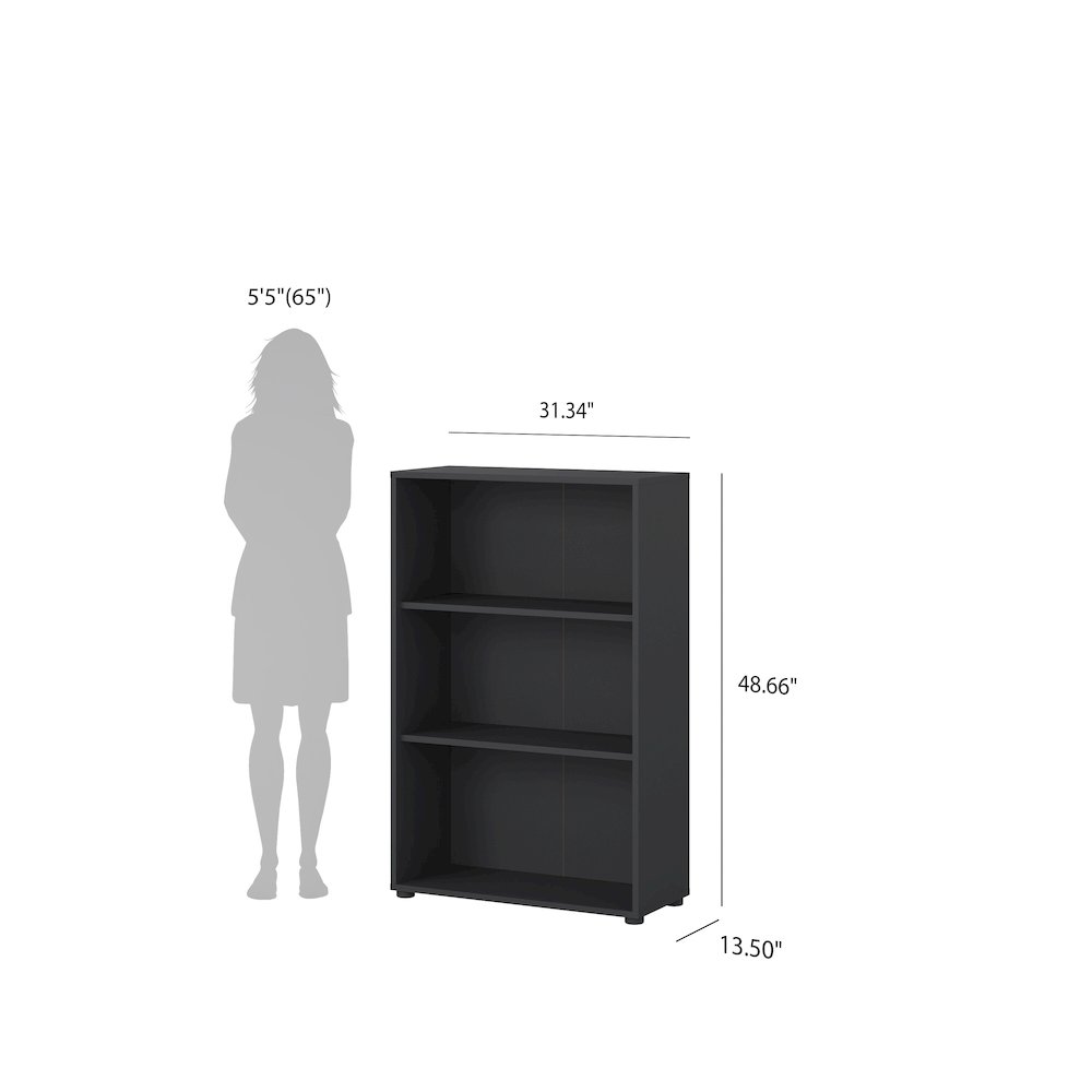 Sign Adjustable 3 Shelf Bookcase, Open Storage Home Office Bookshelf, Matte Grey. Picture 12