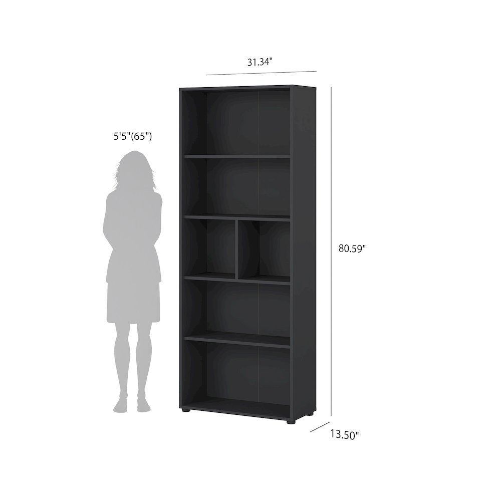 Sign 6 Shelf Boockase, Home Office Storage, Matte Grey. Picture 1